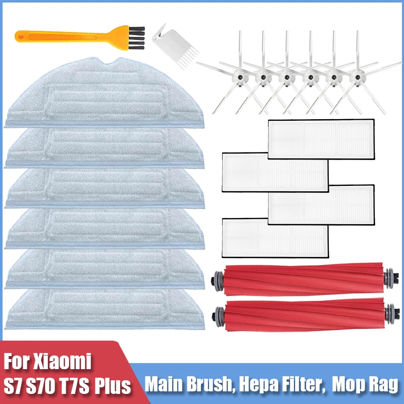 

Main Brush For Xiaomi S7 For Roborock T7 S7 Max Hepa Filter Mop Side Brush For Roborock S7 Accessories Vacuum Cleaner Spare Part