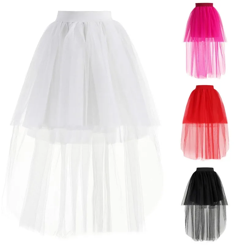 Princess Midi Fairy Tulle Skirt Pleated Dance Tutu Skirts Womens Lolita Petticoat Jupe Tulle Femme Party Puffy Skirts Adult New images - 6