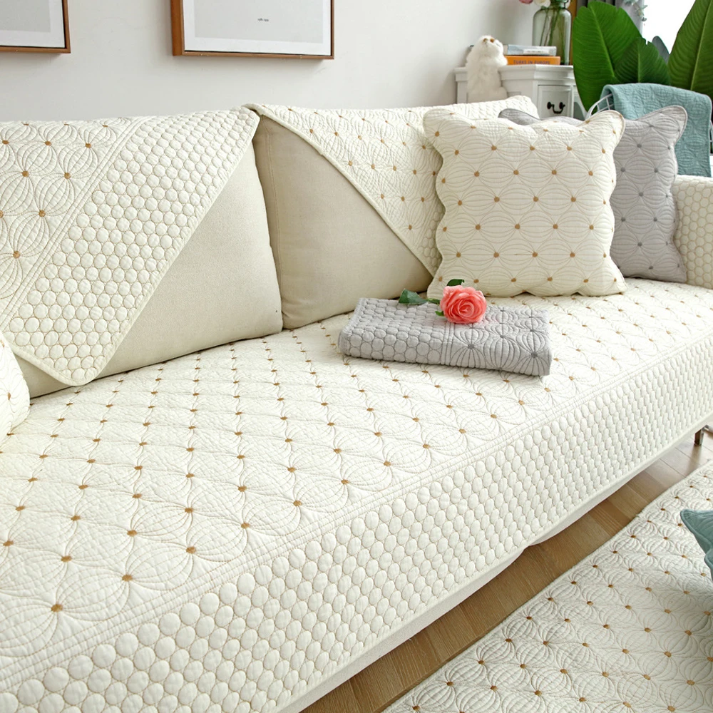 

Nordic New Sofa Cushion 4 Seasons Universal Double-Sided Cotton Round Quilting Sofa Covers Cushion High-Grade Back Towel Cover
