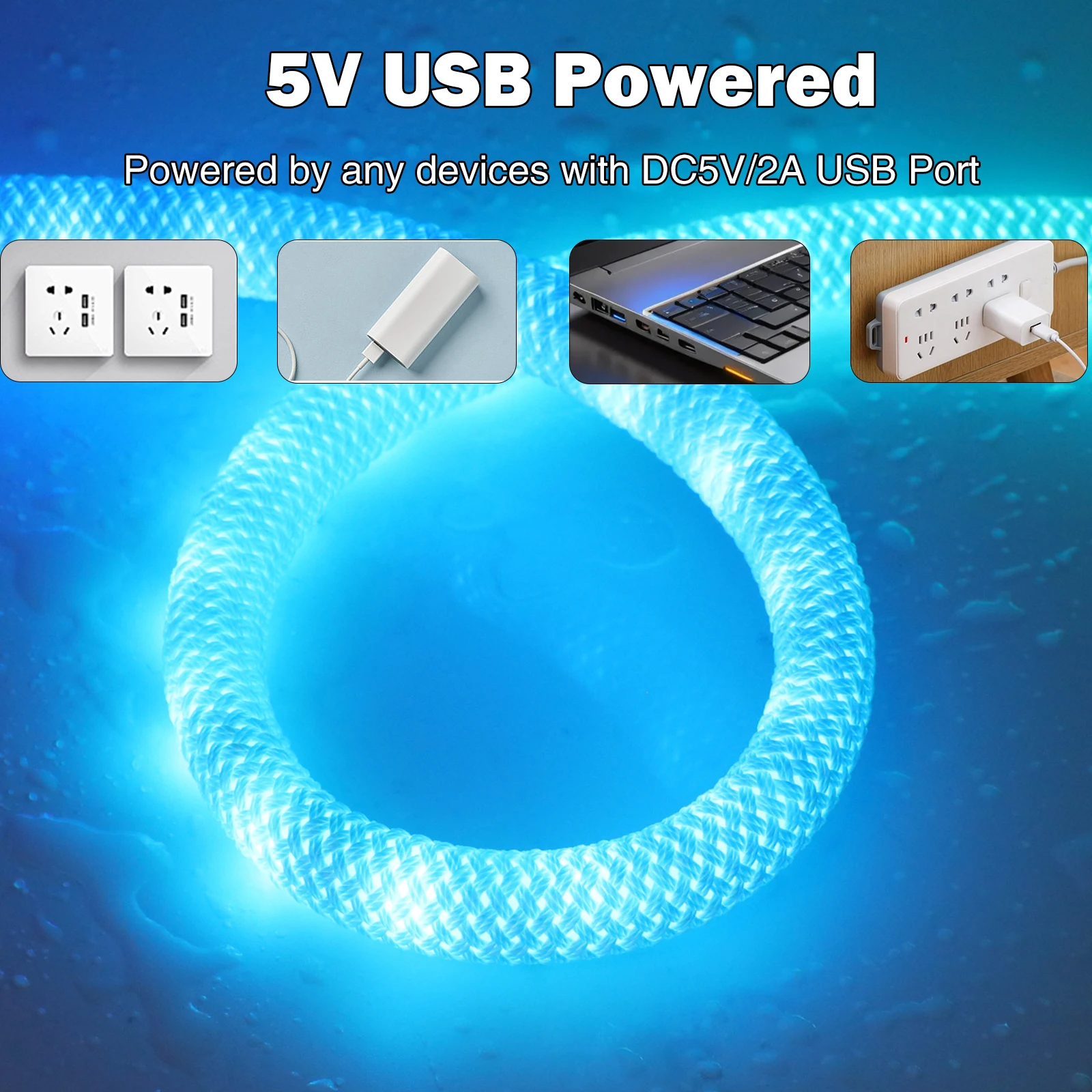 WS2812B Светодиодная лента Неоновый свет 360 градусов Круглый сетчатый узор DC5V Smart RGBIC