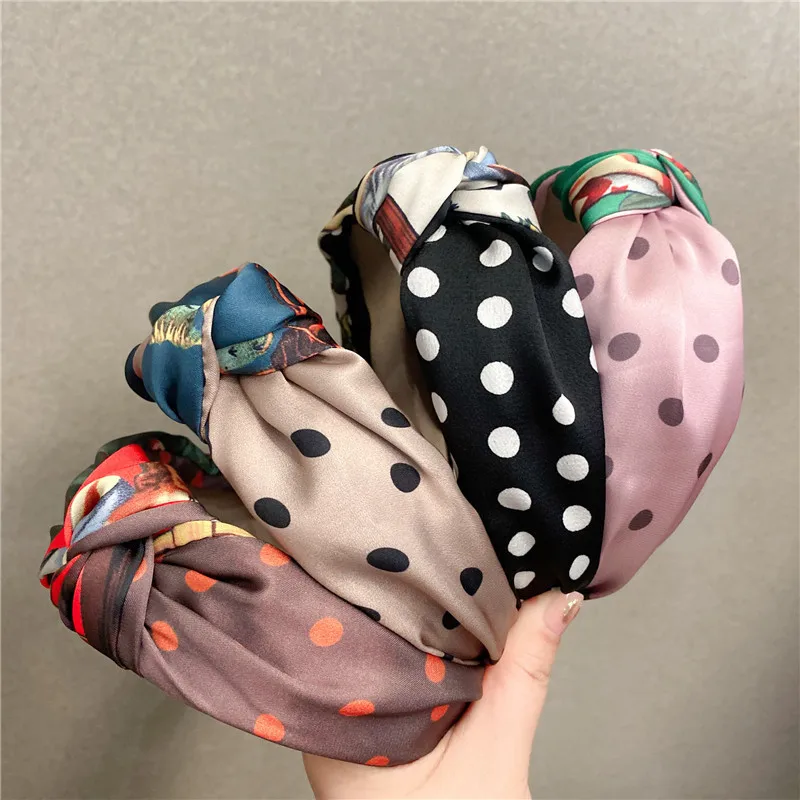 

Fashion Popular Knot Hair bands Cloth Print Headband Press Hairband for Women Girls Headdress Dot Headwear Headpiece Accessories