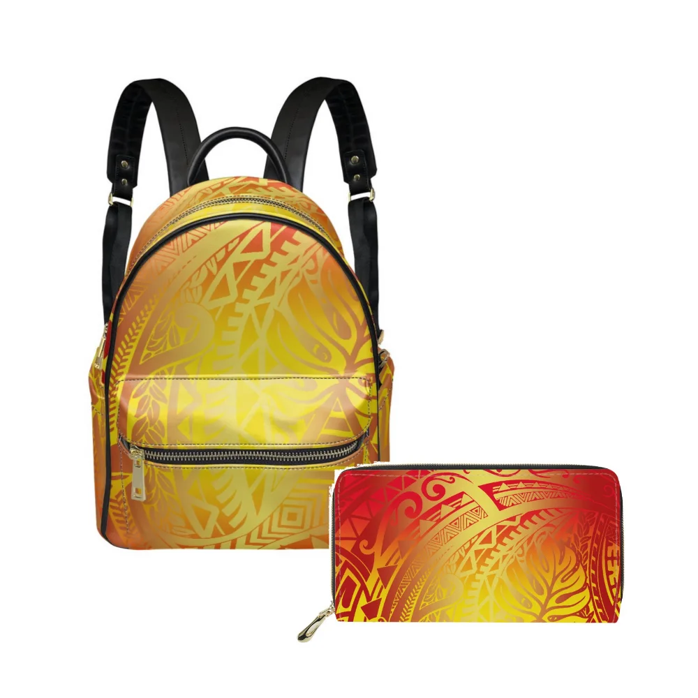 Женский рюкзак с цветочным принтом Самоа дорожный стильный комплект из 2