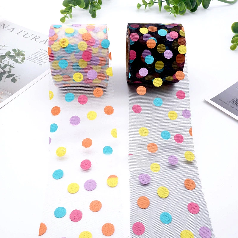 Лента из органзы в горошек 5 ярдов 60 мм 120 | Дом и сад
