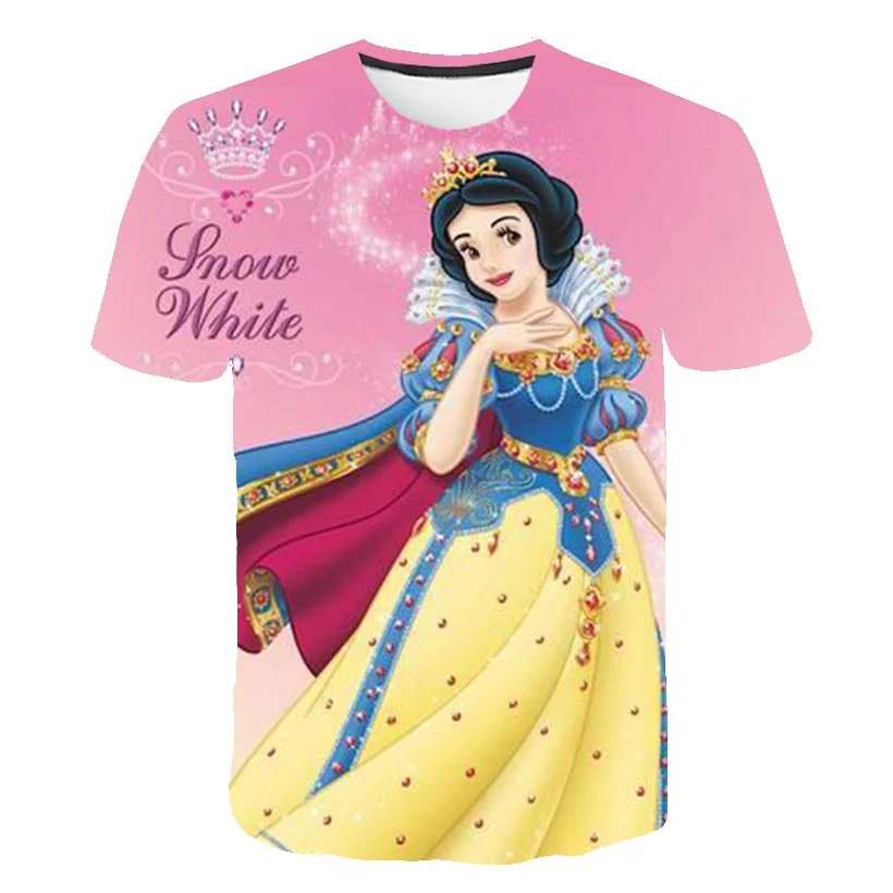 

2022 Baby Girls Snow White Popular T-Shirts Short Sleeves Cartoon Casual Tees Tops Printed Girl Summer Fashion T Shirts Clothing