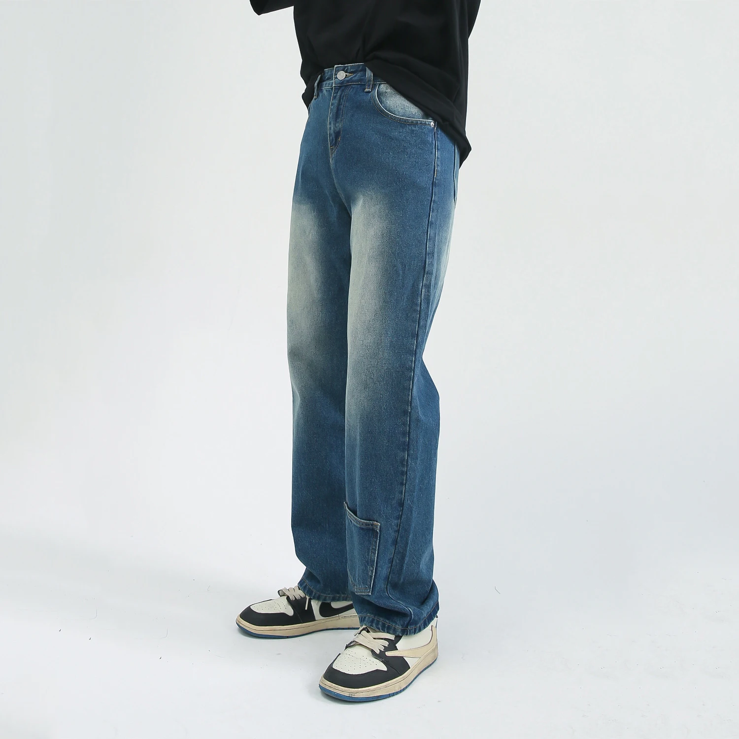 Men's Jeans Korean Style Straight Pocket Design Casual Jeans Pants Straight Casual Hip Hop Men Clothing Brand Jeans Aesthetic