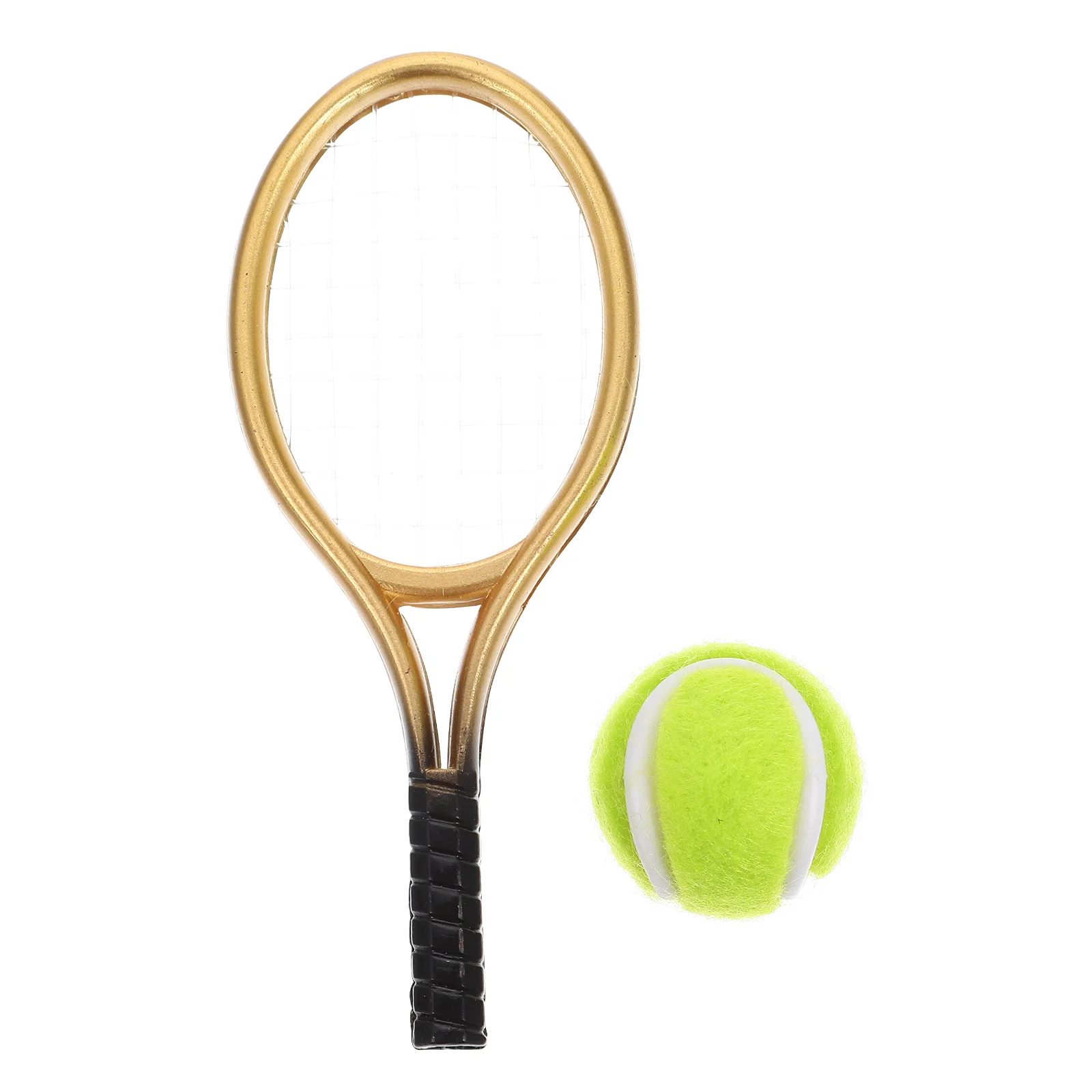 

Dollhouse Tennis Racket Decor Photo Prop Mini Accessory Kids Toys Girls Supply DIY Sports Balls Decorative Model Set