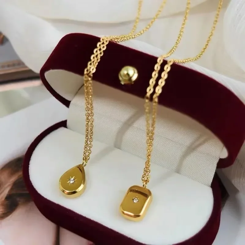 Классическое ожерелье с подвеской в виде капли воды и октаграммой для женщин