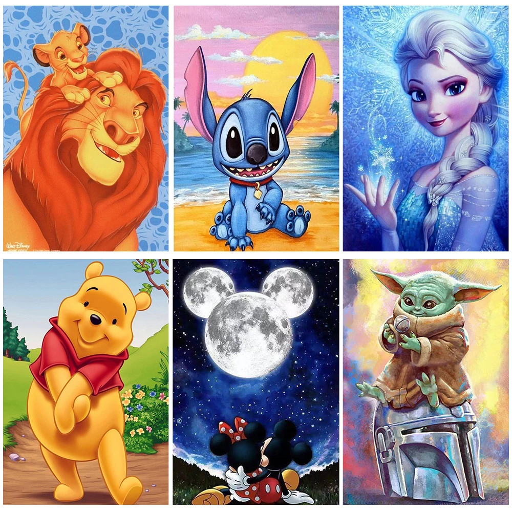 

Disney 5D Diamond Painting Cartoon Princess The Lion King Mickey Mouse Full Drill Embroidery Mosaic Hobby Needlework Home Decor