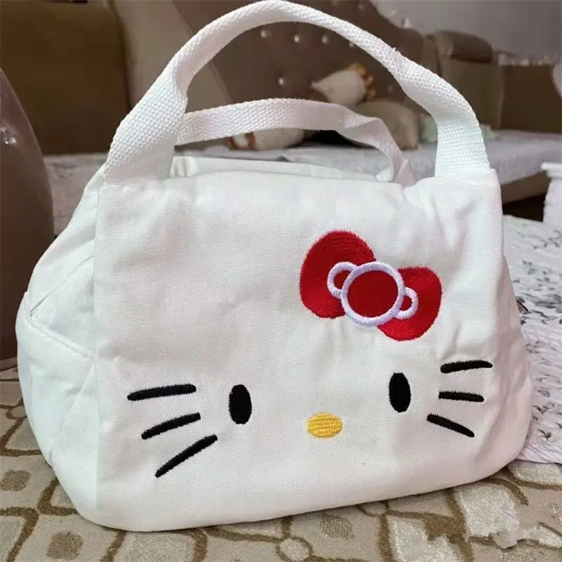 Tote Bag Women's Canvas Bag New Hellokitty Portable Shopping Bag Shoulder Bag Cosmetic Bag Student Large Capacity Sanrio