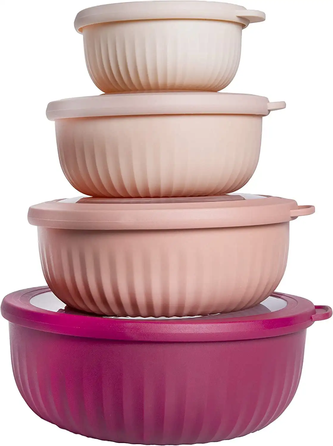 

Nesting Prep Bowls with Lids, 8 Piece Plastic Food Containers Set