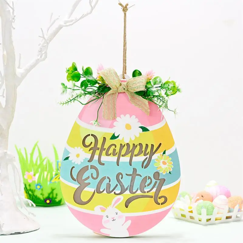 

Ligneous Home Decor Wooden Craft Rabbit Door Pendant Yard Door Hanging Plates Easter Doorplate Pendants Number Plate Decorative