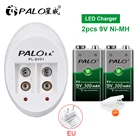 PALO 9V зарядное устройство для 6F22 Ni-CD Ni-MH li-ion аккумуляторы + 2шт 9В Ni-MH Аккумуляторная батарея для мультиметра дистанционное управление