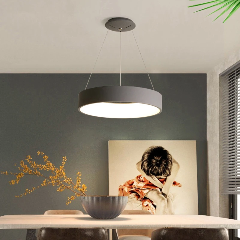 Купи Modern led pendant lights for dining room kitchen living room shop led lamp Grey/White nordic Pendant Lamp ring light Fixtures за 5,376 рублей в магазине AliExpress