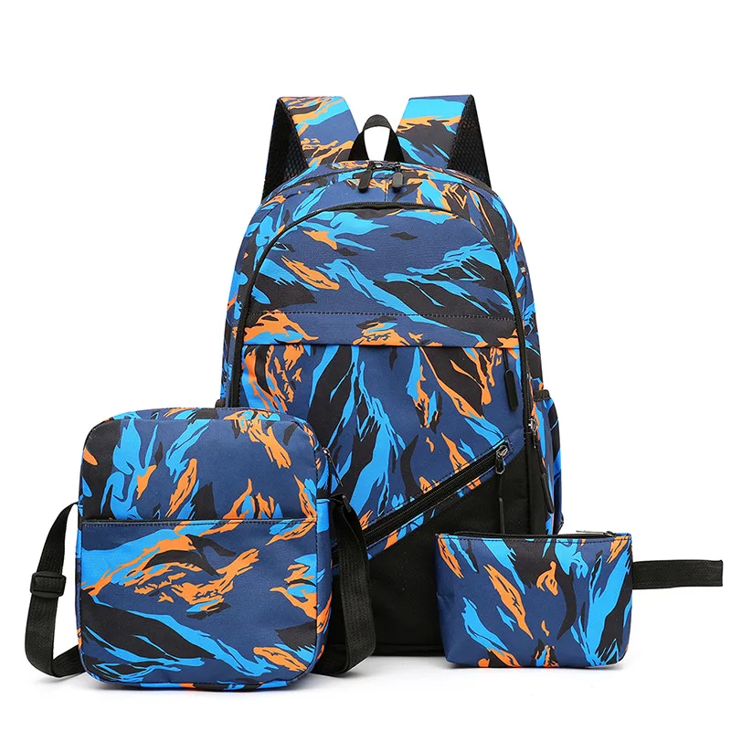 Мужские рюкзаки 3 шт./компл., большой школьный ранец на одно плечо для мальчиков 2022, мужской школьный портфель