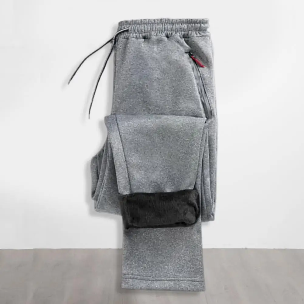 

Зимние мужские спортивные брюки с плюшевой подкладкой, Нескользящие брюки на завязках с эластичным поясом, брюки для повседневной носки