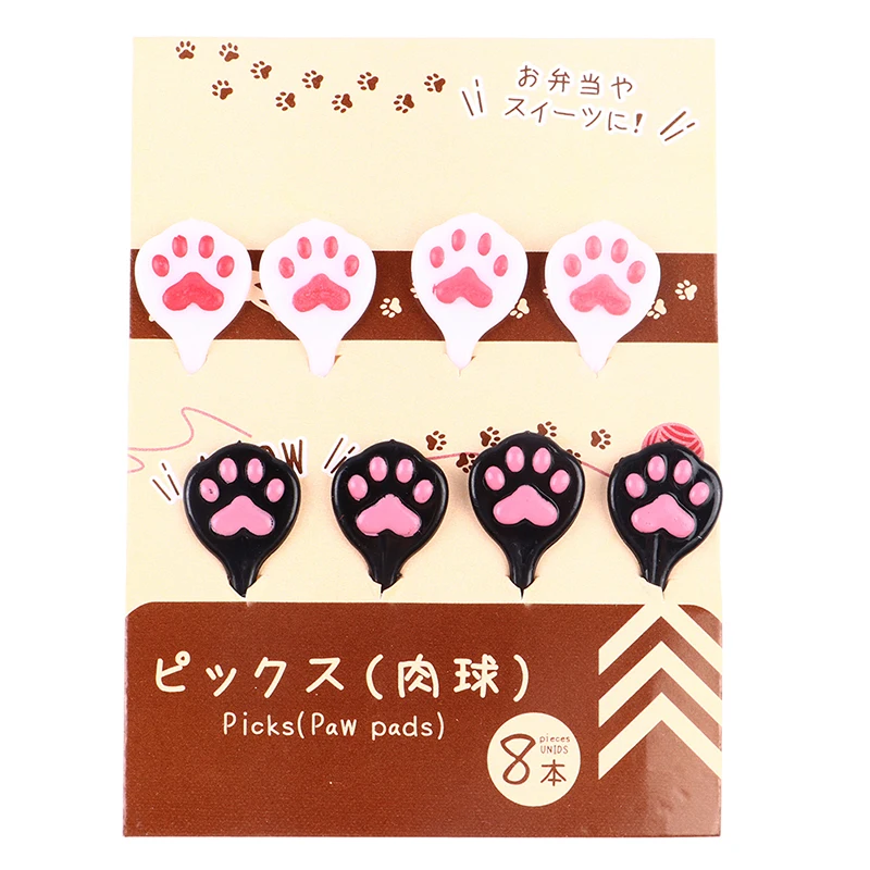 

8Pcs Animal Farm Cat Paw Fruit Fork Mini Cartoon Children Snack Cake Dessert Pick Toothpick Bento Lunches Party Decoration