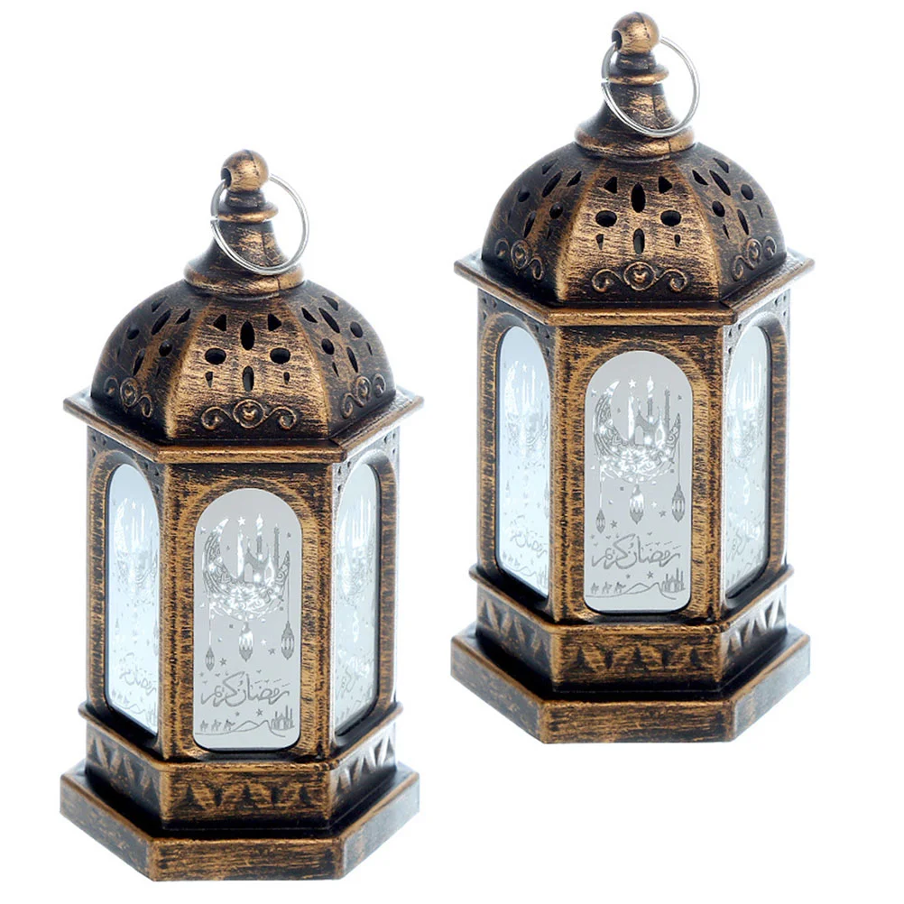 

2PCS Delicate Eid Lanterns Arabic Ramadan Wind Lamp Ornaments Eid Al-fitr Scene Decors