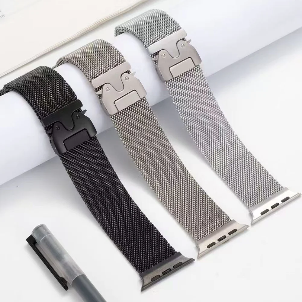 Титановая миланская петля для Apple Watch Ultra 2 49 мм серии 10 9 8 7 6 5 4 SE 46 42 41 45 44 38-40 Ремешки