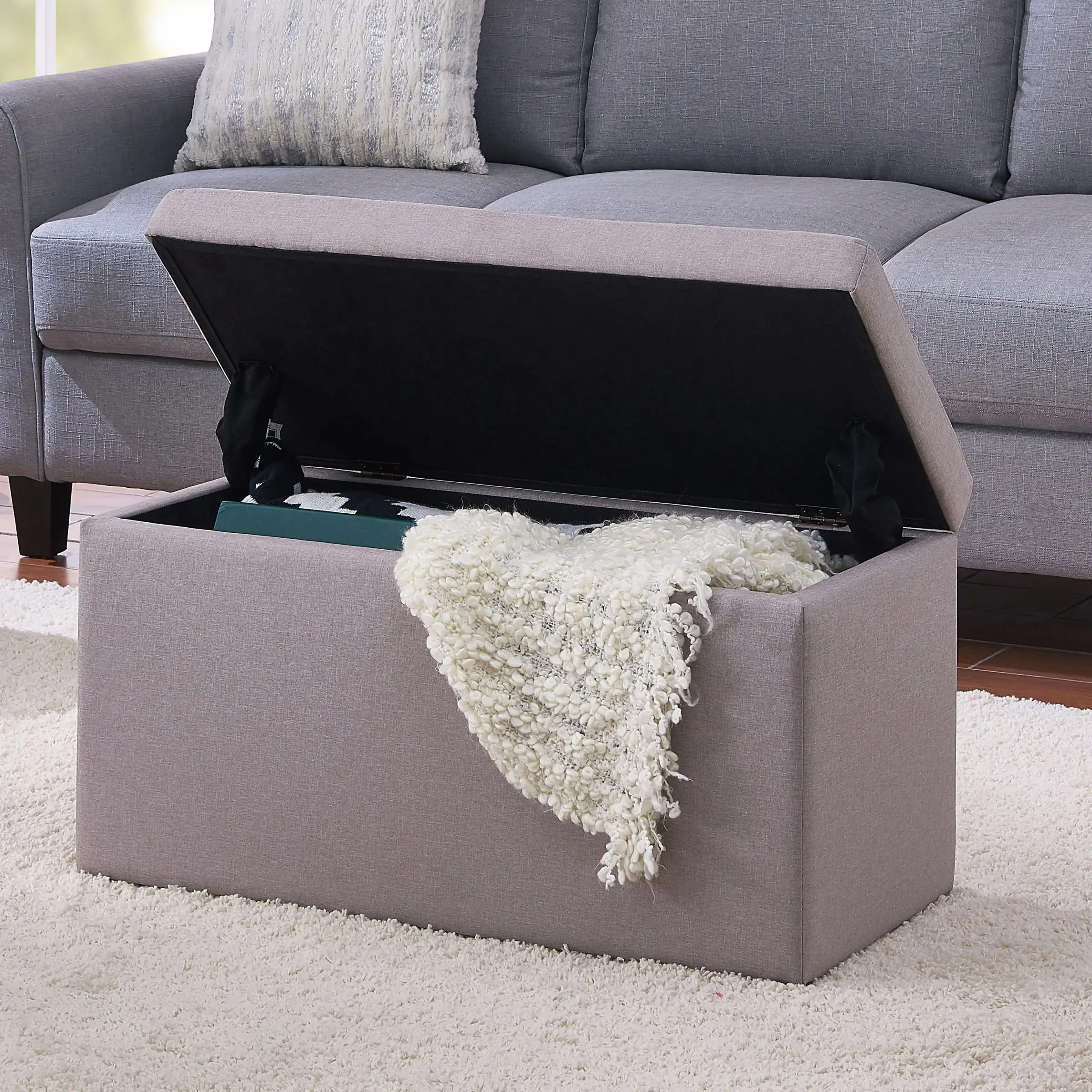 

Better Homes & Gardens 30-inch Hinged Storage Ottoman, Sand