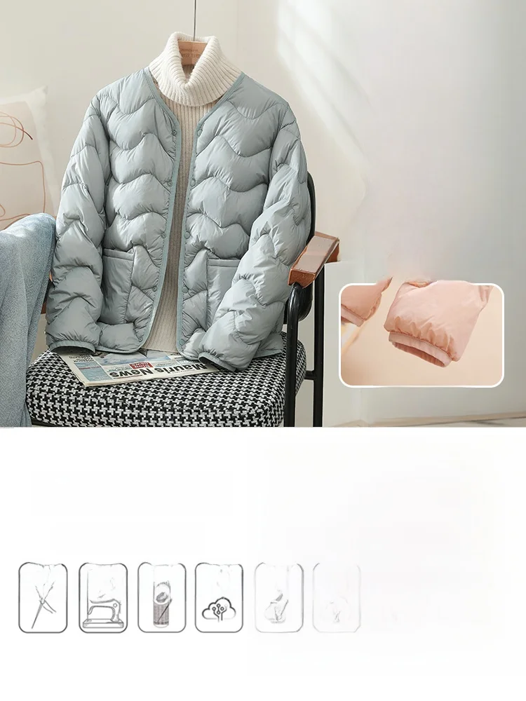 Yalu Pure Color Zone 2024 новый легкий пуховик женский короткий жилет с подкладкой и круглым