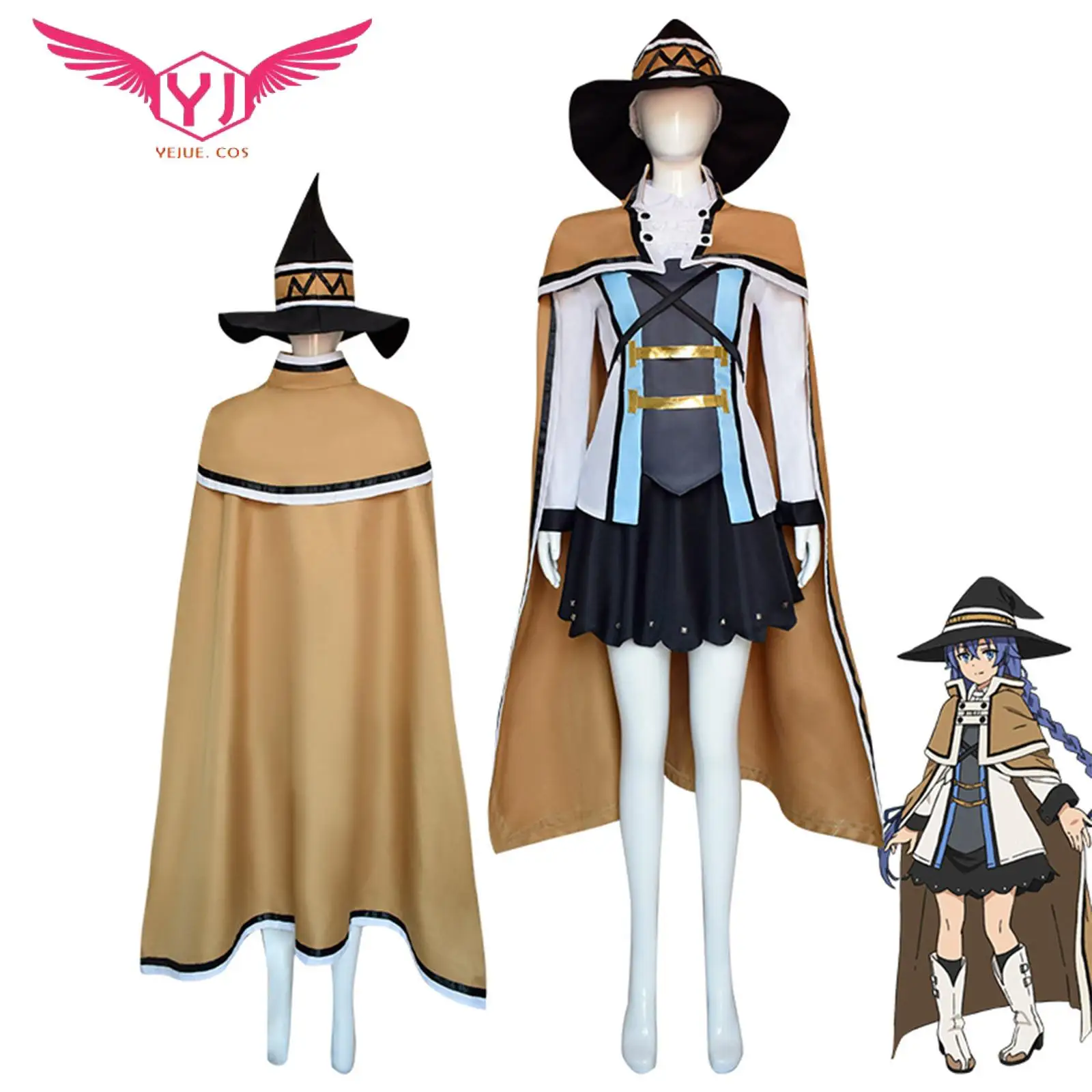 

Anime Mushoku Tensei Cosplay Jobless Reincarnation Roxy Costume Dress Outfits with Blue Wig Halloween Carnival Adult Clothes