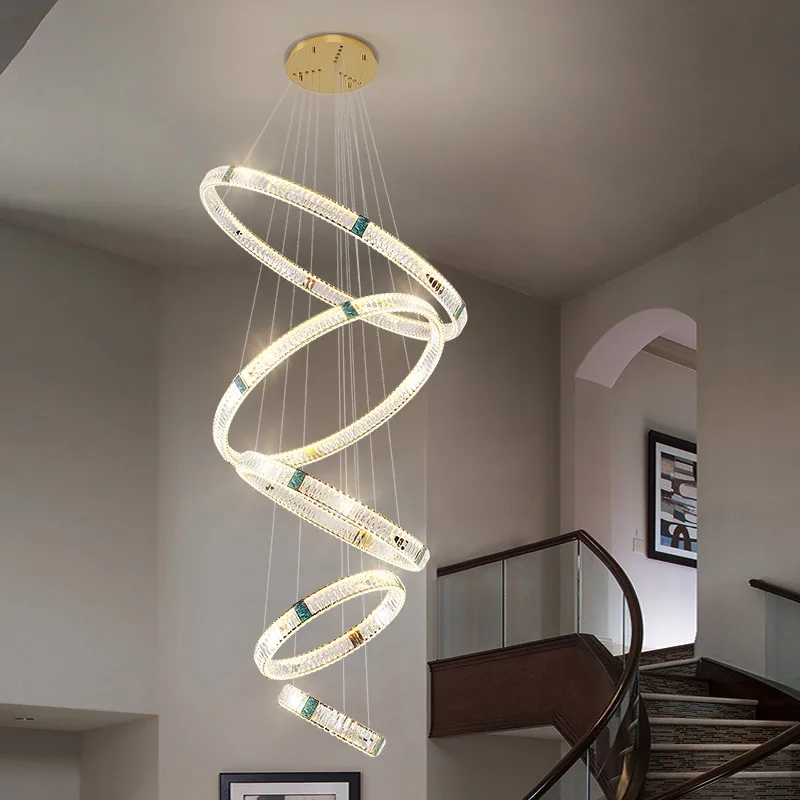 

Villa Crystal Chandeliers Light Luxury New Living Room Lamp Modern Hanging Lamps For Ceiling Ring Bedroom Restaurant Lights