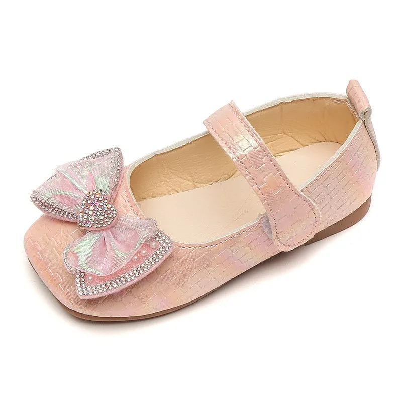 

CUZULLAA Spring Autumn Baby Kids Girls Soft Sole Casual Shoes For Children Girls Elegant Bowtie Flats Size 21-36