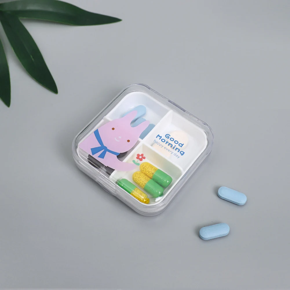 

Pill Box Mini Pill Case 4 Grids Tablet Pill Organizer Case Dispenser Travel Tablet Holder Container Medicine Drug Storage Box