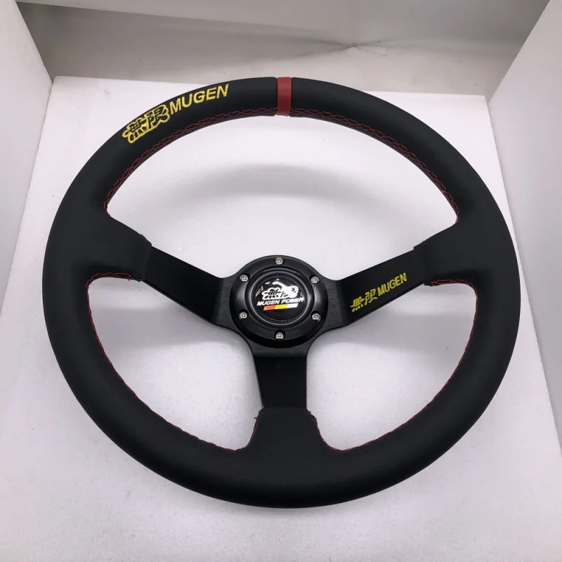 

High Performance JDM Mugen Steering Wheel 14inch 350mm Deep Dish Leather Rally Tuning Racing Steering Wheels Drifting For Honda