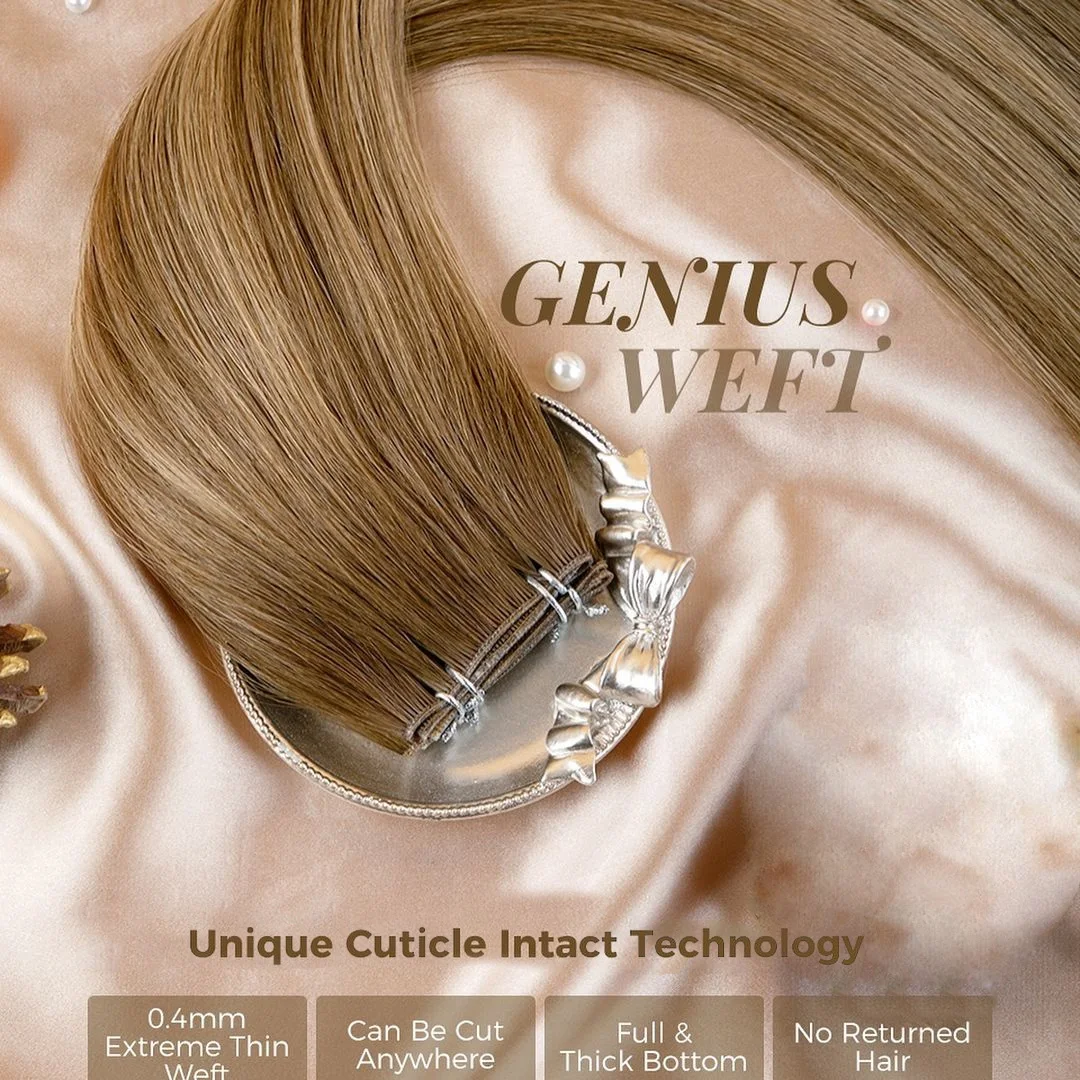 Фото Genius Weft, прямые бразильские 100% натуральные человеческие волосы, двойные вытянутые невидимые наращивание волос для женщин, плетение волос №2