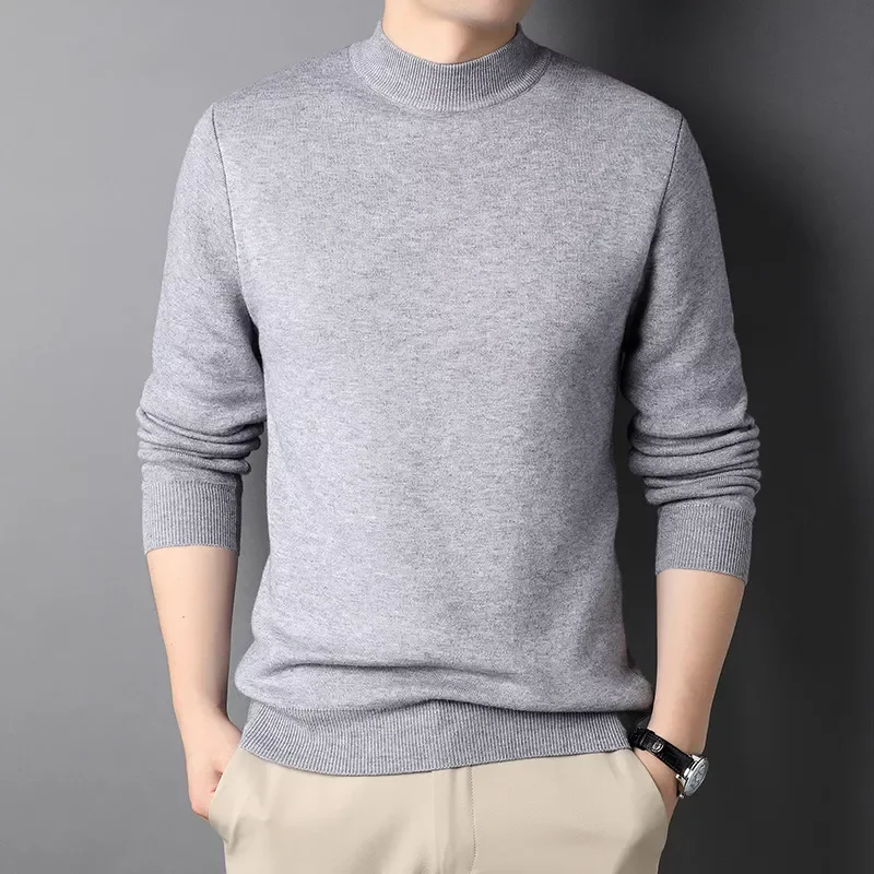 

2022New 2022 Brand New Men's Cashmere Sweater Cardigan Half Turtleneck Men's Youth Slim Base Knitwear Men's