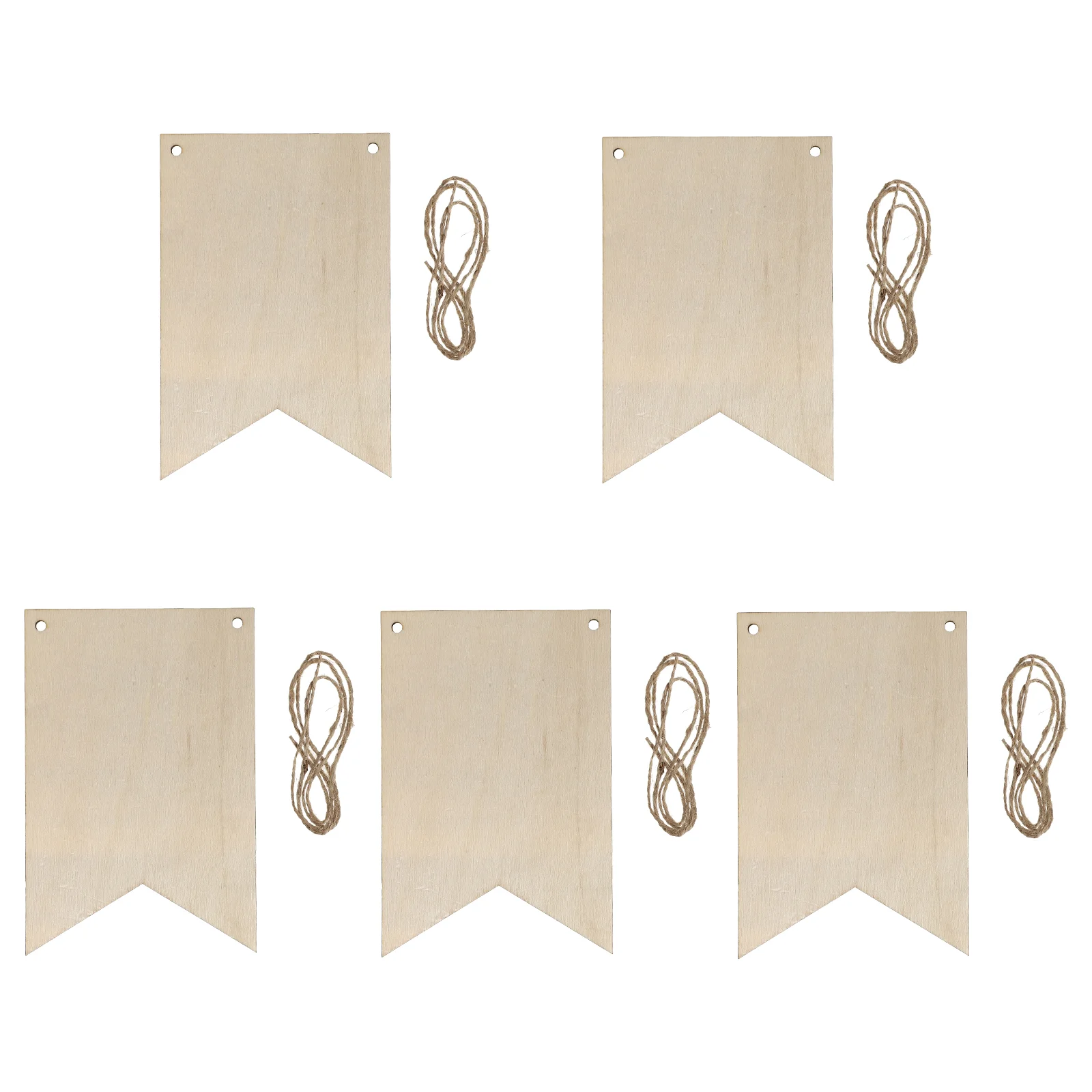 

5pcs Wood Hanging Ornaments DIY Decoration Blank Flag Shape Unfinished Wood Sign