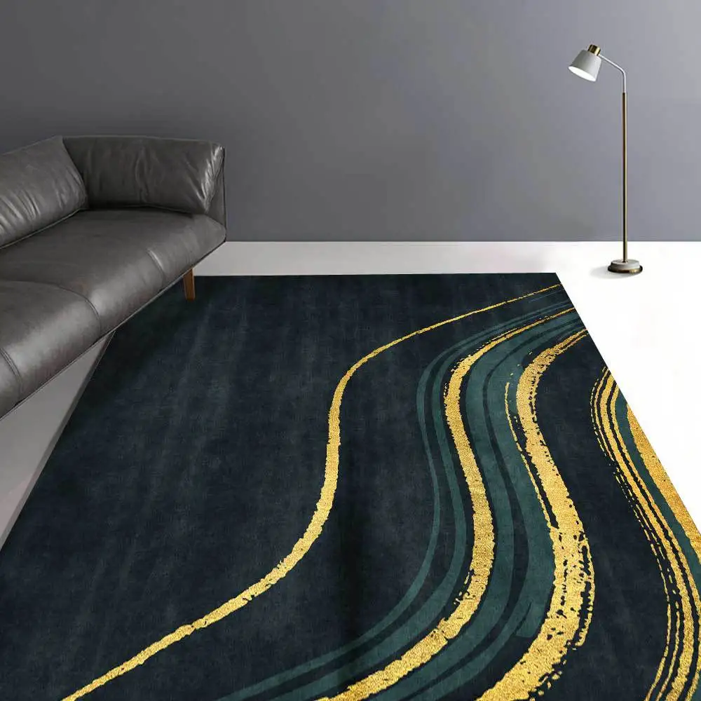 

Green Rug For Modern Home Living Room Floor Carpet Luxury Bedroom Bedside Area Rug Soft Geometric Hallway Kitchen Mat Washable