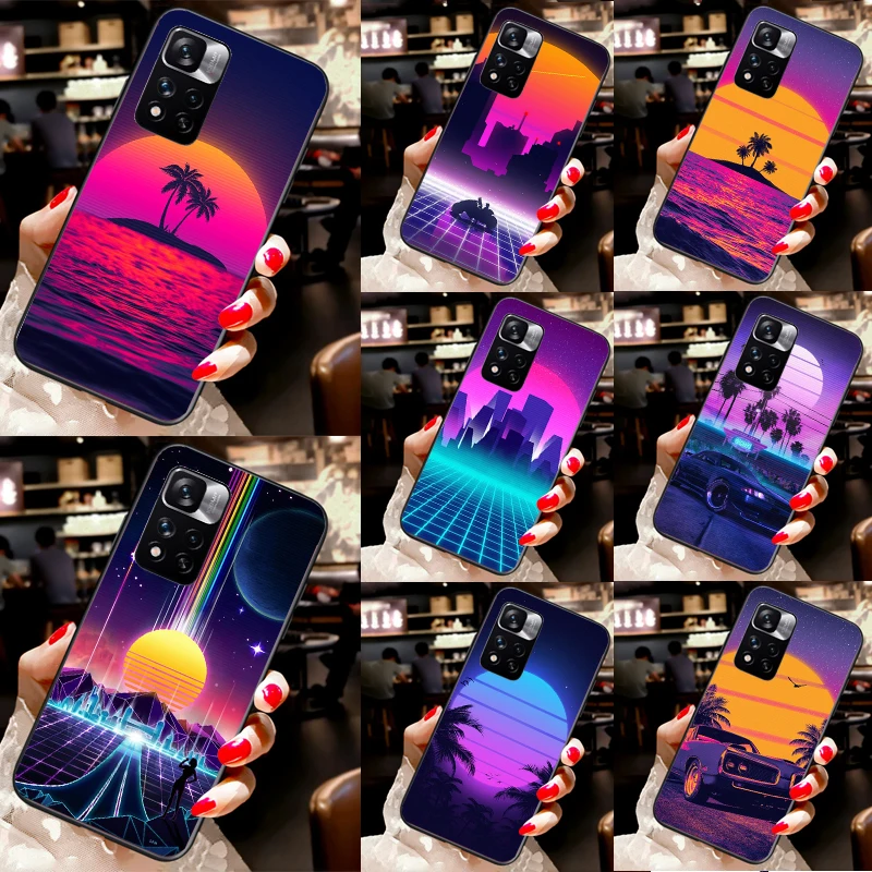 Synthwave 80-х ретро неоновый паровая волна Фундаменты для Xiaomi Redmi Note 8 9 10 11 Pro 10S 9S 8T 9A 9T 9C телефонный чехол на.