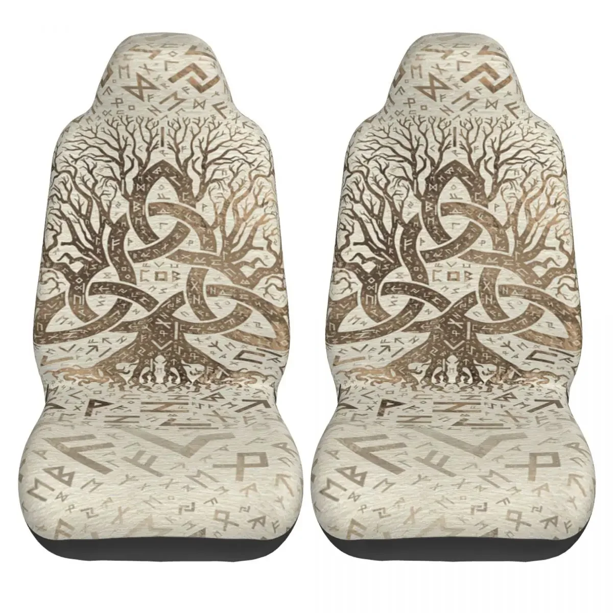 Чехол на сиденье автомобиля Древо жизни с Triquetra и Futhark