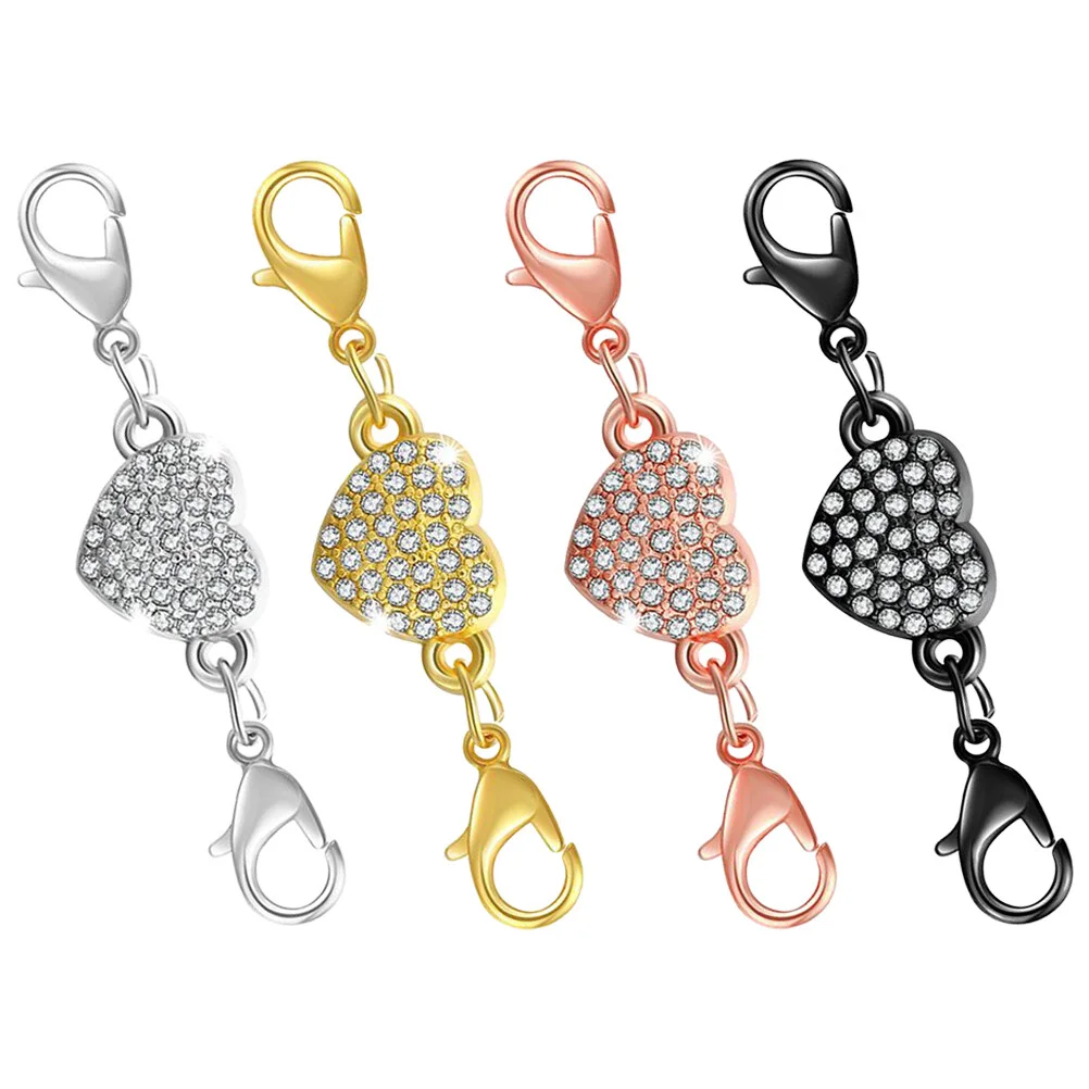 4 Pcs Metal Button Heart Jewelry Magnetic Clasps Bracelet Necklace Buckles Alloy DIY Lovers Connector
