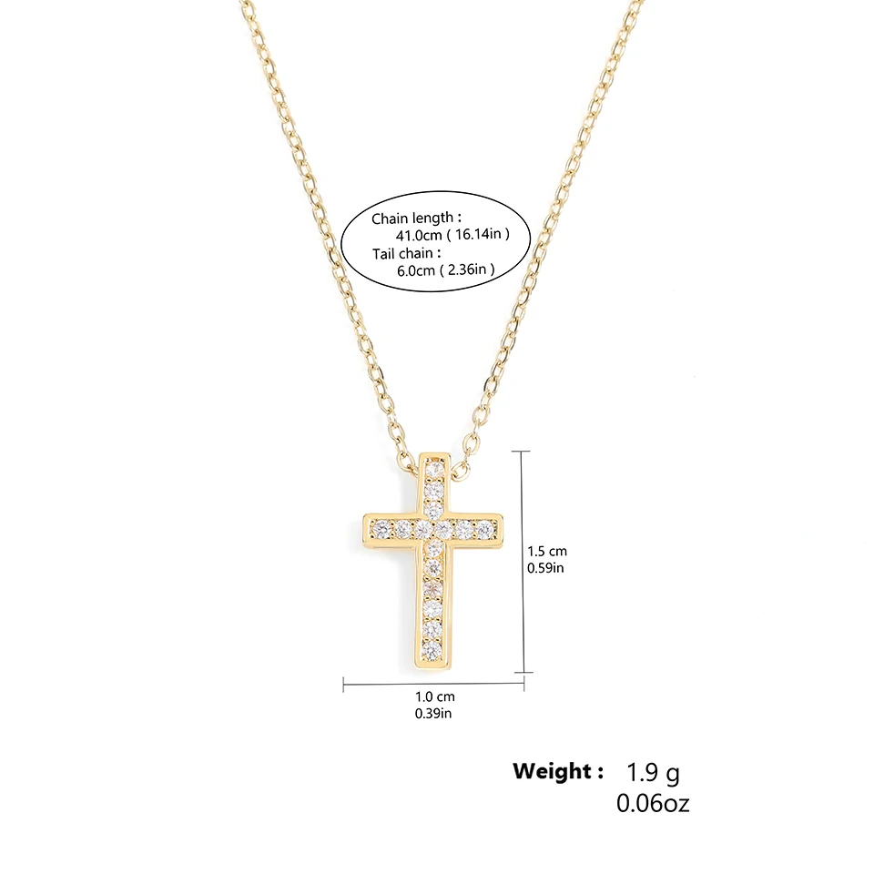 Zakol Женский циркон крест подвеска ожерелье 2024 тренд золотая ключица мода