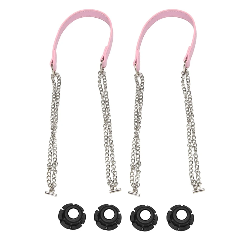

1 Pair Long Leather PU Chain Handle Silver Metal Superfiber Leather Flat Handles Handle For Obag Bag Handbag Accessories