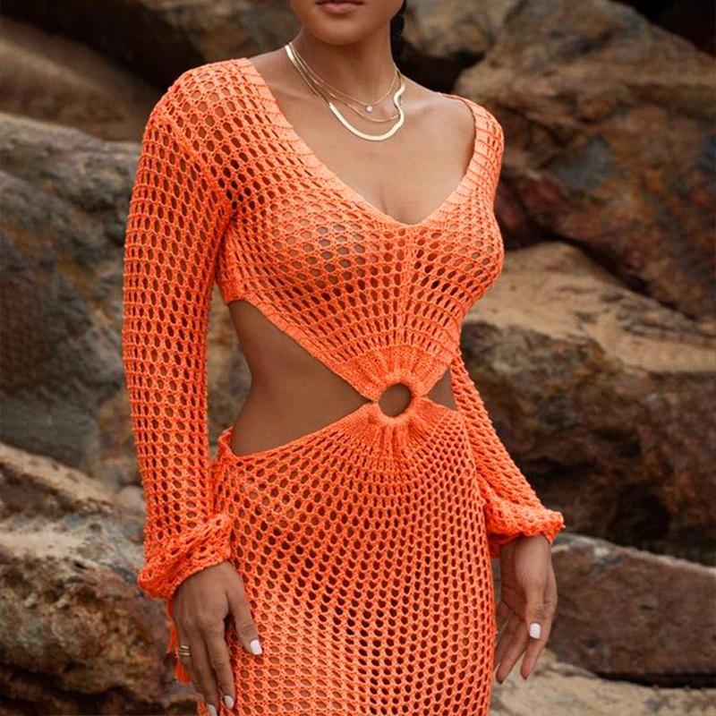 Женское трикотажное платье-туника DEKA розовое Пляжное Платье макси с глубоким