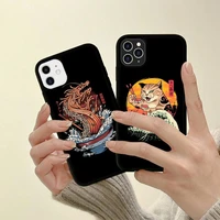 japan anime ramen cat great wave phone case silicone pctpu case for iphone 11 12 13 pro max 8 7 6 plus x se xr hard fundas