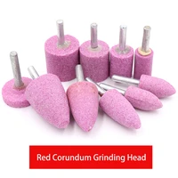 1pcs 6mm shank red corundum cylindrical conical grinding wheel grinding head 16mm 35mm outer diam for dremel rotary power tools