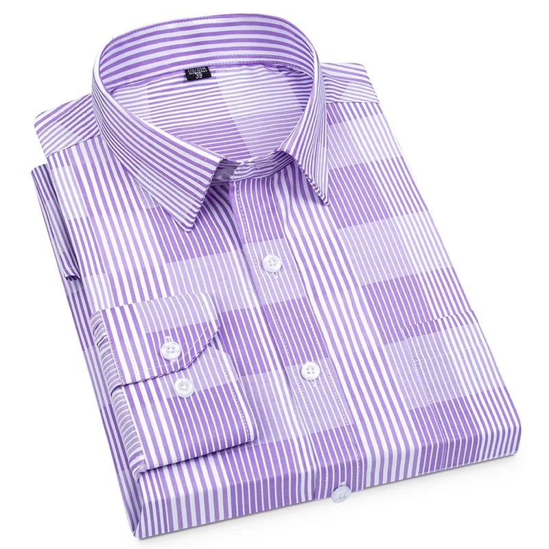 Dress Shirts for Men Top Quality Cotton Silky Breathable Plaid New Fashion Clothing Trends Business Man Long Sleeve Casual Shirt