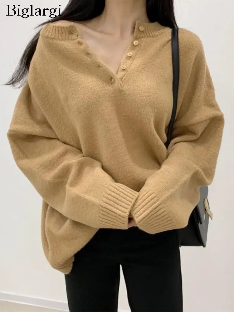 

Осенне-зимний вязаный свободный свитер, топ, Женский пуловер, корейские женские свитера с длинным рукавом, повседневный Модный женский свитер, топы 2023