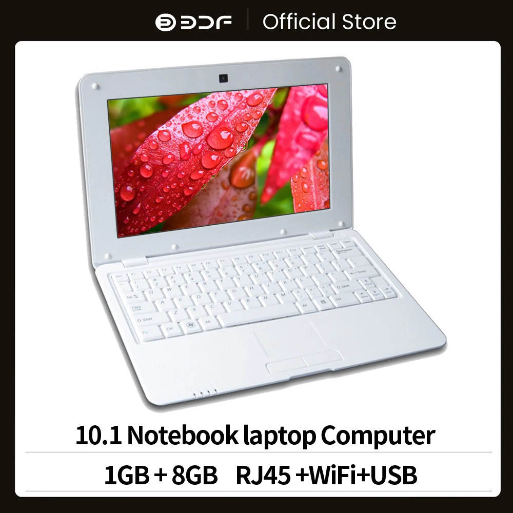 BDF 10.1 Inch Notebook laptop Computer 1GB+8GB Quad Core Android 6.0 Wi-fi Mini Netbook Bluetooth RJ45 Slot