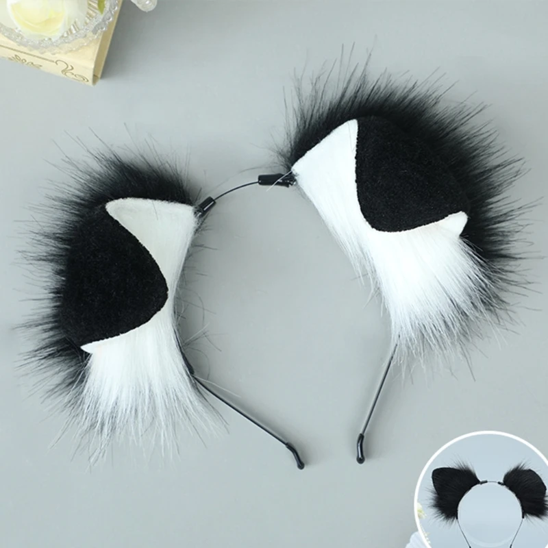 

Повязка на голову с волчьими ушками для женщин, обруч для волос на Хэллоуин, ролевая игра, аксессуар для вечеринки