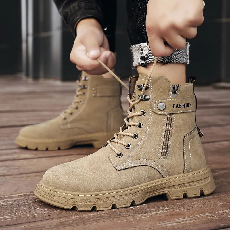 

Spring High Top Boots Men's Winter Sneakers Motorcycle Ankle Military Cotton Wool Shoes For Men Winter Boots Man Shoes Botas Ho