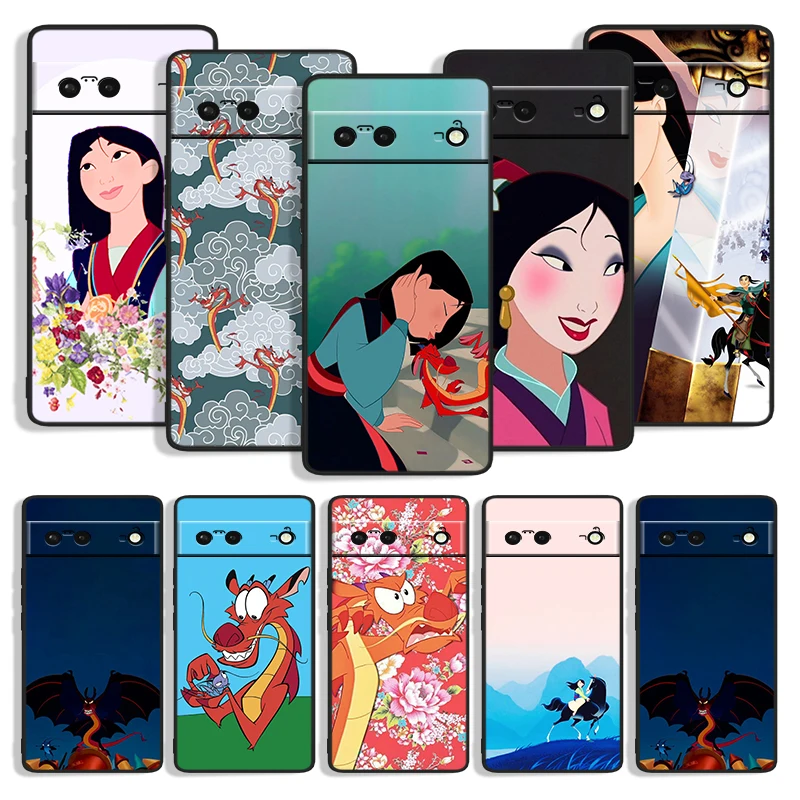 

Anime Cartoon Mulan Shockproof Cover for Google Pixel 7 6a 6 5a 5 4 4A XL 5G Black Phone Case Soft Fundas Coque