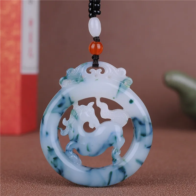 

Natural Turquoise Hand-carved Horse Jade Pendant Fashion Boutique Jewelry for Men and Women Horse To Success Necklace Accessorie