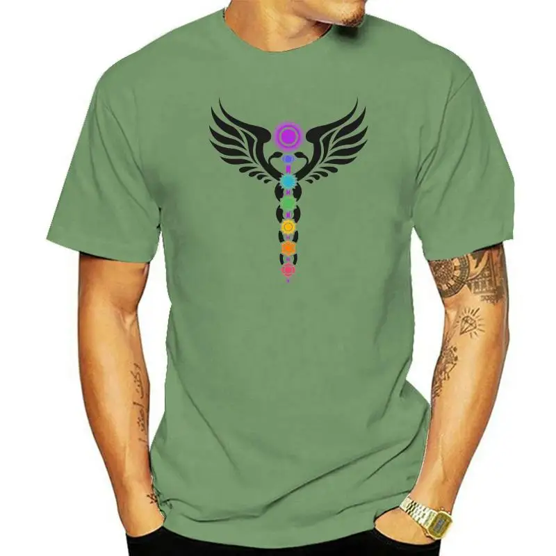 

Caduceus-Camiseta de Kundalini 7 Chakras, camisa de meditación Zen, budismo, Spiritual