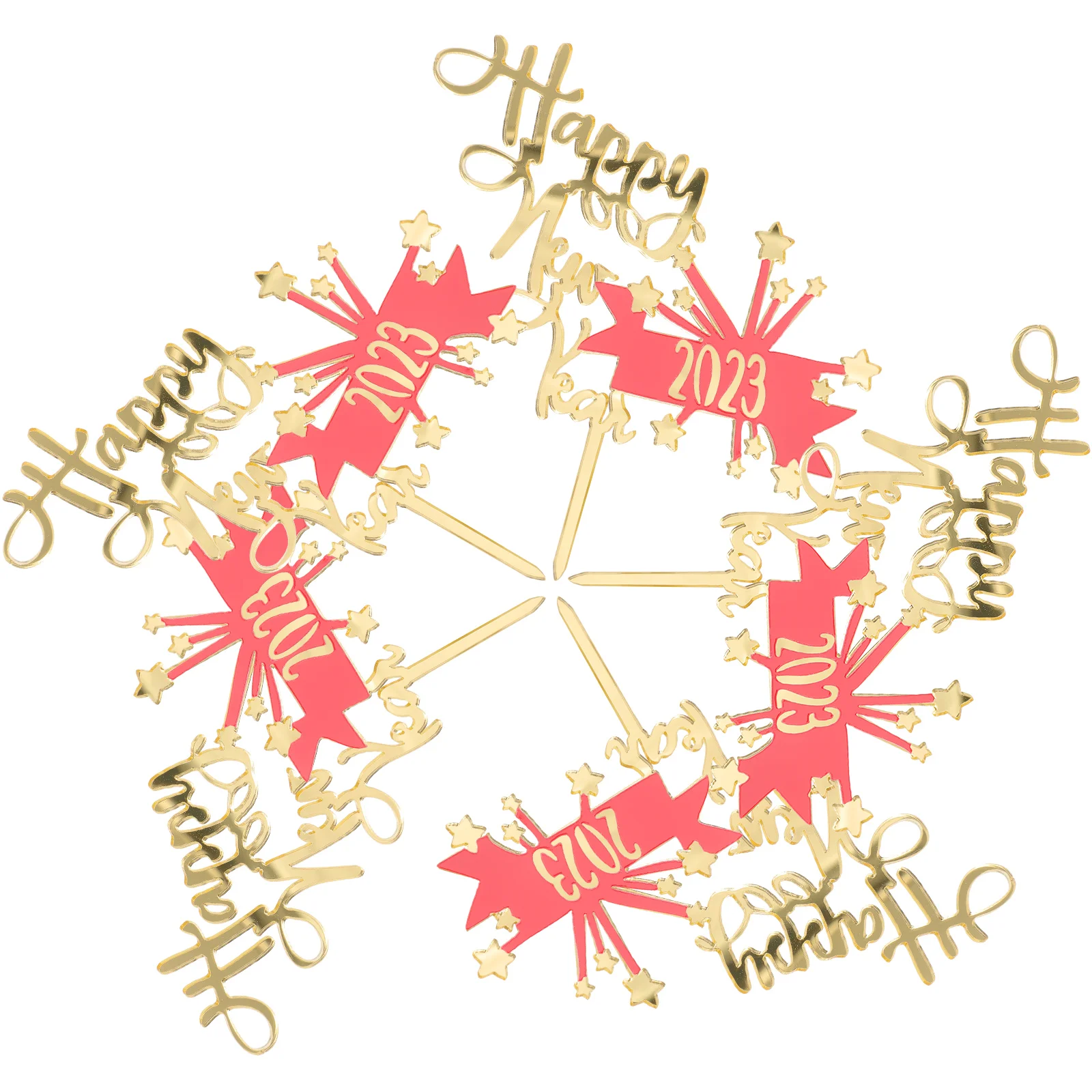 

5pcs Party Themed Picks Decorations Supplies Favors Cake Picks New Year Eve Dessert Topper Cake Decoration Dessert Topper